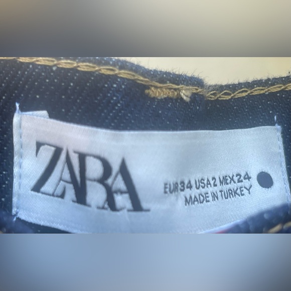 ZARA Jeans High Rise Inside Out Wide Leg Womens Size 2 - Picture 6 of 6